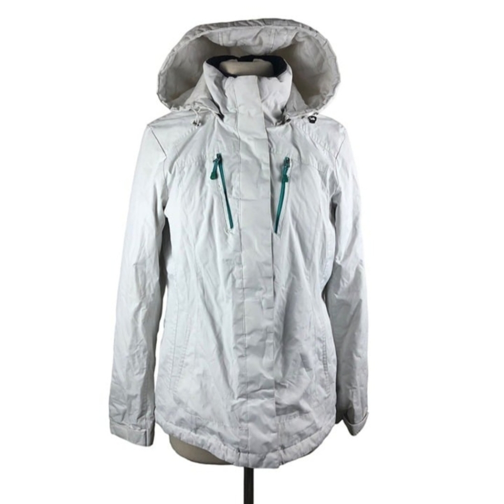 Zero Xposure Womens Winter Quilted Hooded Jacket Full Zip Snap Closure Medium